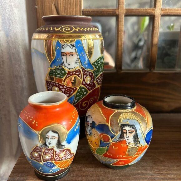 3 Small Satsuma Vases - Made In Japan - - Picture 2 of 16
